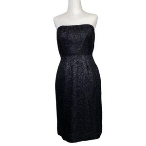 J.Crew Strapless Lace Black Metallic Party Dress